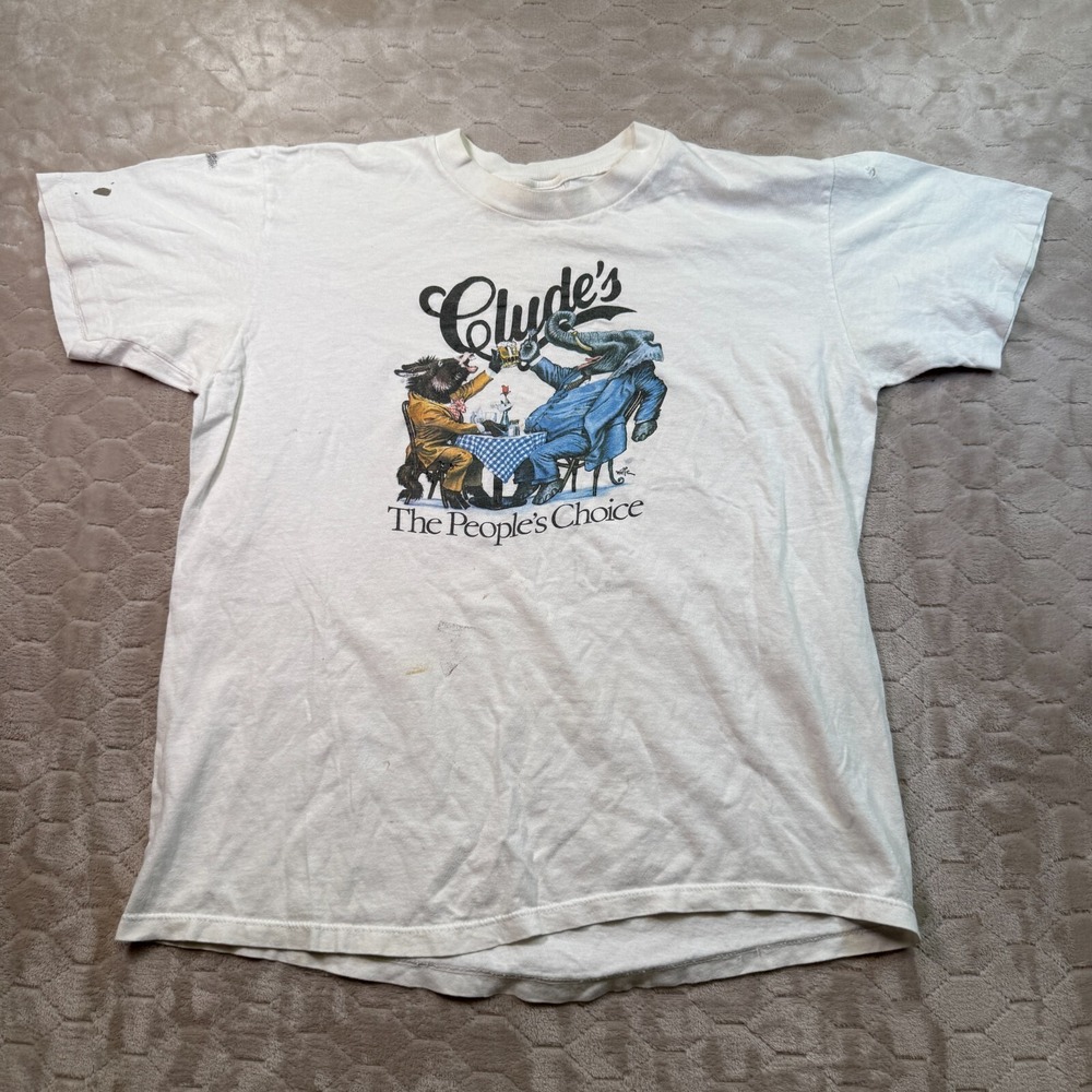 VTG Clyde's The People's Choice Reagan-Carter Election Shirt‎ Sz Lg STAINED Look